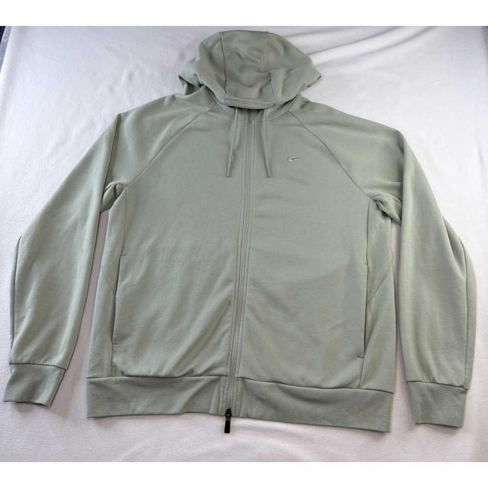 Nike Dri-FIT Mens L Green Full Zip Hoodie Performance Sweatshirt FZ0967-370